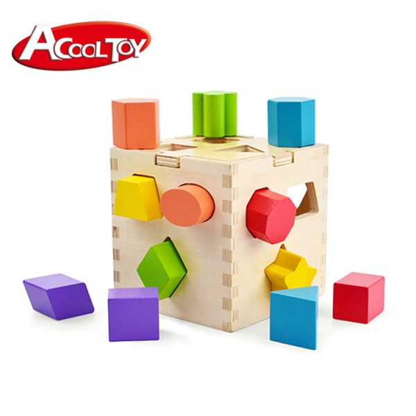 ACOOLTOY 0-3岁婴幼儿方形智力盒五面形状配对 图形认知益智玩具