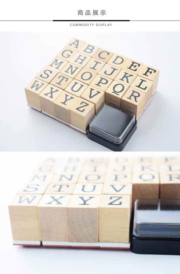 定制字母印章日记手帐木头印章26个字母木质印章 - Image 8