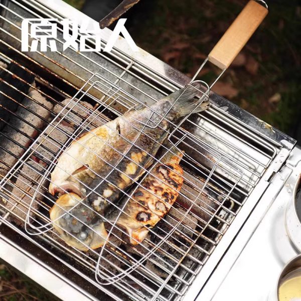 多功能户外烧烤工具用品配件带把手烤鱼夹子烤鱼网烤汉堡网烧烤网