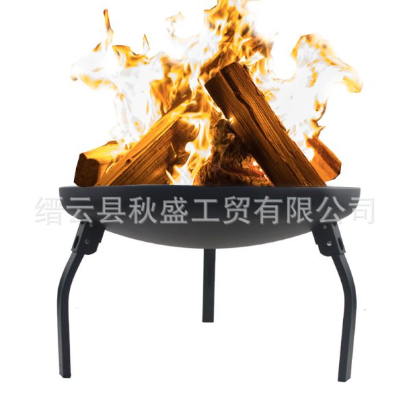 电商火炉可折叠圆形火盆24英寸烧烤炉三脚金属fire pit欧美跨境