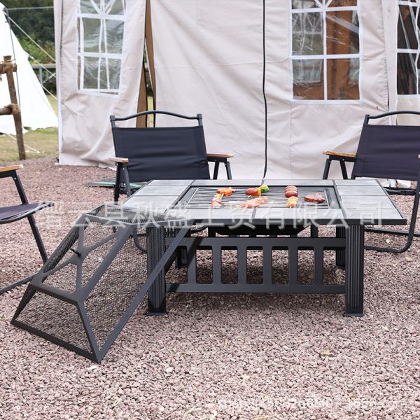欧美市场户外方形瓷砖火盆工厂价加大桌面带盖火炉烧烤炉fire pit