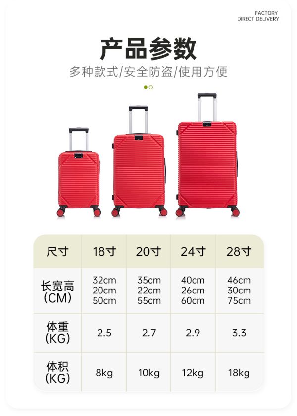 2025年春季休闲旅行密码锁万向轮ABS材质中性登机18 1920寸拉杆箱 - Image 8