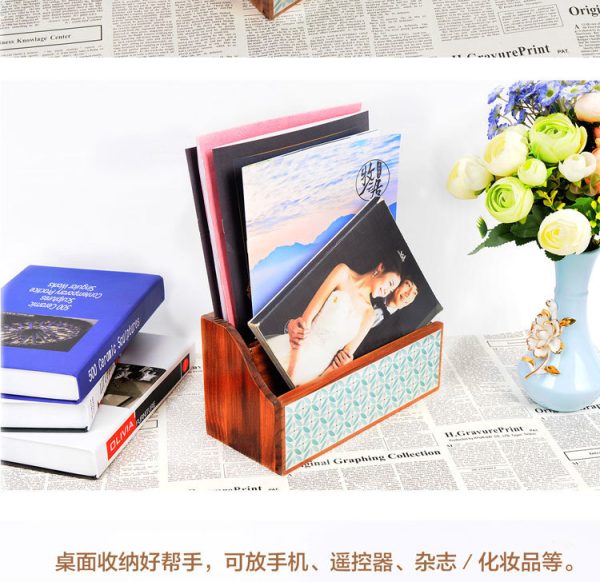 zakka欧式简约复古做旧实木文件杂志盒办公桌面收纳柜抽屉式多层 - Image 10