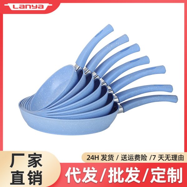 厂家直销仿压铸平底锅麦饭石不沾小炒锅家用牛排煎锅平底锅批发