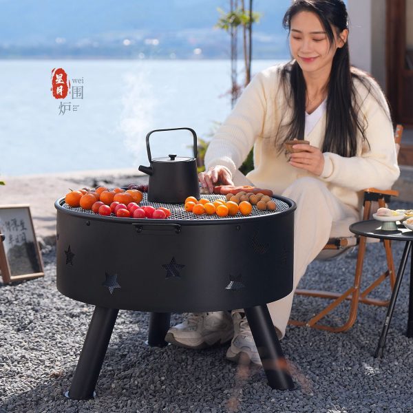 取暖烤火围炉煮茶烧烤炉子套装家用室内烤肉炉冬天庭院户外烤火炉