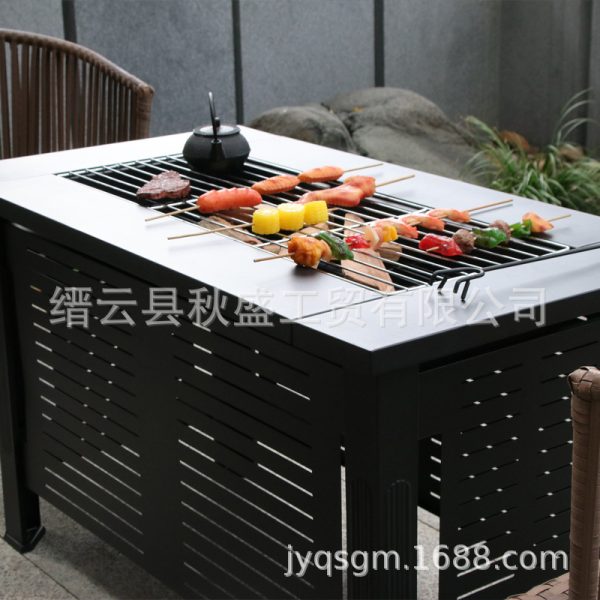 多功能中式围炉煮茶bbq户外家具取暖庭院火盆烧烤架庭院烤架炉桌
