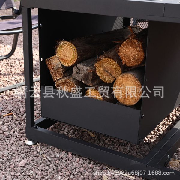 可拆卸火炉烧烤桌带盖fire pit火盆跨境专供火坑柴火采暖炉长方形