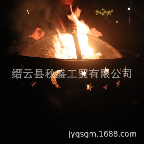 露营设备欧美电商圆形火盆户外烧烤炉围炉煮茶折无烟架bbq碳星月