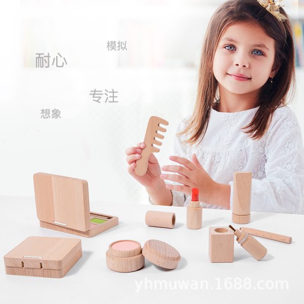 新品木制儿童过家家彩妆化妆趣味仿真玩具女孩化妆品梳妆礼品