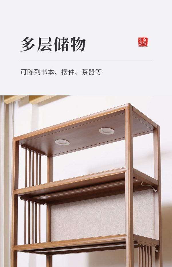 曲天下楠竹博古柜客厅靠墙底门展示柜办公室书房书柜多功能置物柜 - Image 10