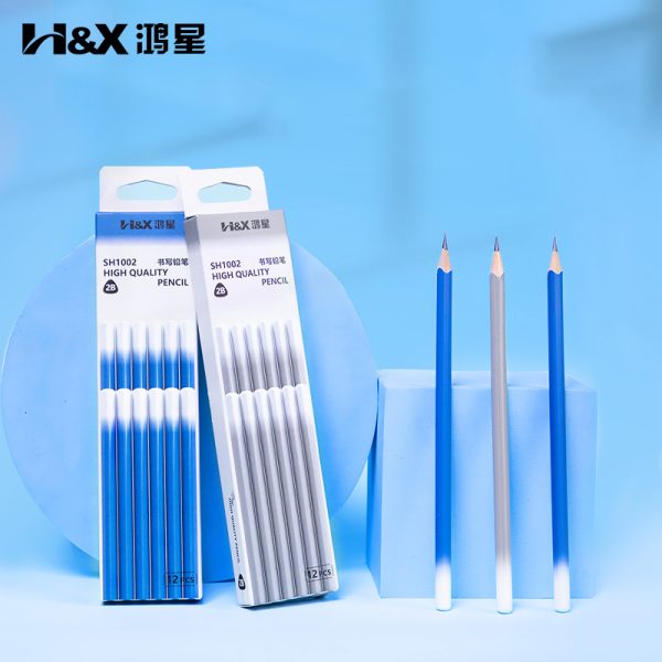 鸿星文具铅笔生产厂家 沾头三角杆2B铅笔批发 一年级小学生HB铅笔