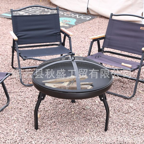 欧美跨境电商火炉可折叠圆形火盆24英寸烧烤炉带盖金属fire pit
