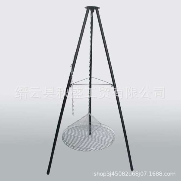 高品质圆形可拆装三脚架烧烤炉火炉野营便携式露营火盆篝火采暖炉
