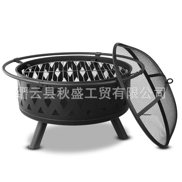 取暖柴火篝火煮茶烧烤炉火炉圆形户外菱形火炉露营火盆fire pit