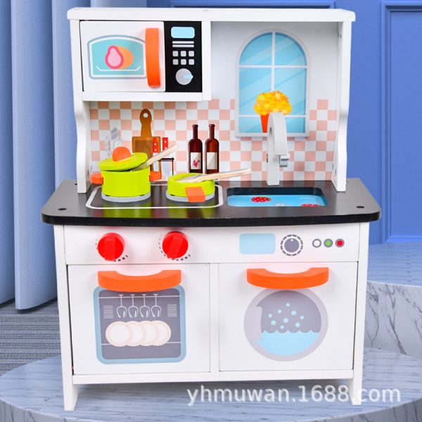 宝宝木制做饭小厨房仿真过家家调料锅具小灶台厨具套装模拟玩具
