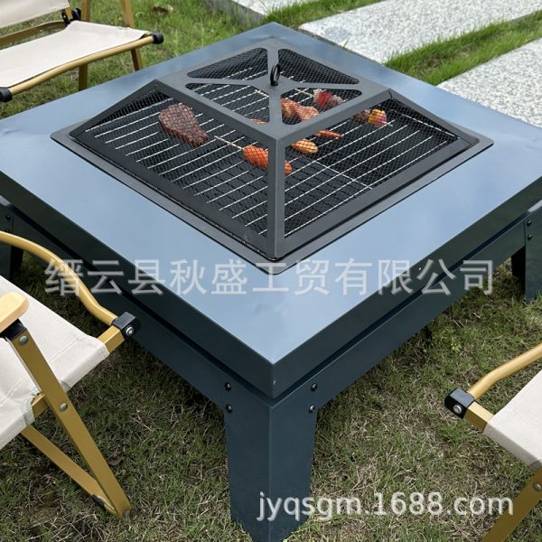 火盆户外烧烤炉围炉煮茶无烟架bbq碳露营设备欧美电商方形设计感