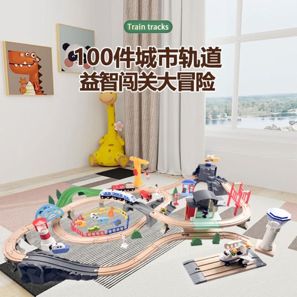 新云木质100托马斯火车车木制榉木玩具益智磁力轨道外贸仿真模型