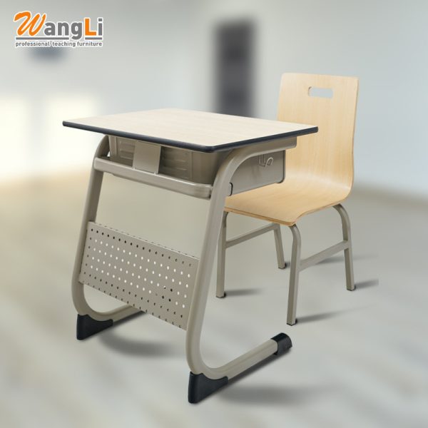 现代简约儿童课桌椅高中学习桌椅单人C型管带抽屉校具加厚实木
