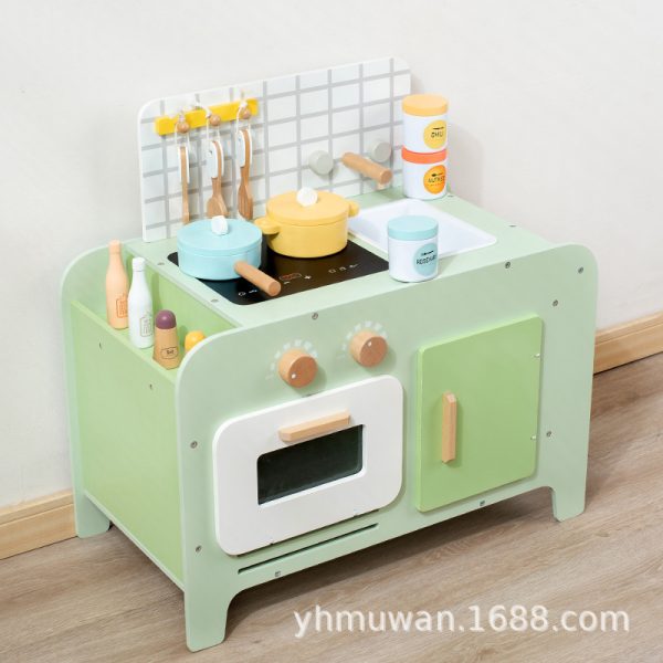 木制儿童过家家绿色小清新厨房玩具幼儿园烧饭做菜仿真餐厨具套装