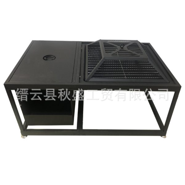 长方形可拆卸火炉烧烤桌带盖fire pit火盆跨境专供火坑新款多功能