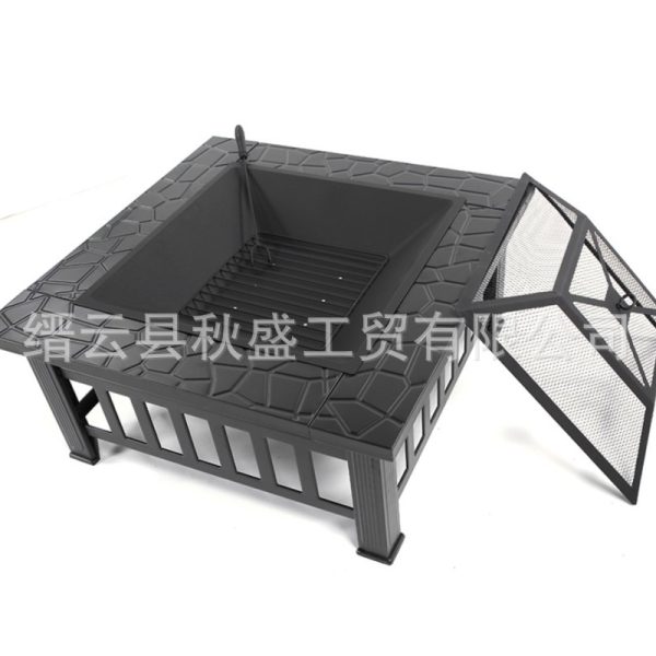 网状firepit庭院篝火烧烤桌方形火炉围炉煮茶户外花园火盆耐烤串