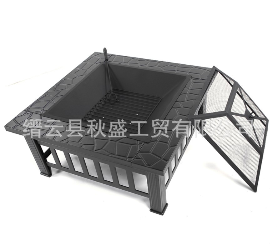 网状firepit庭院篝火烧烤桌方形火炉围炉煮茶户外花园火盆耐烤串