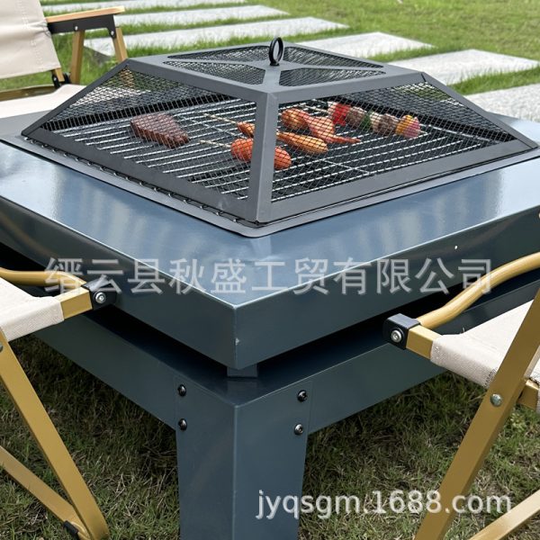 烧烤炉围炉煮茶无烟架bbq碳露营设备欧美电商方形设计感火盆户外