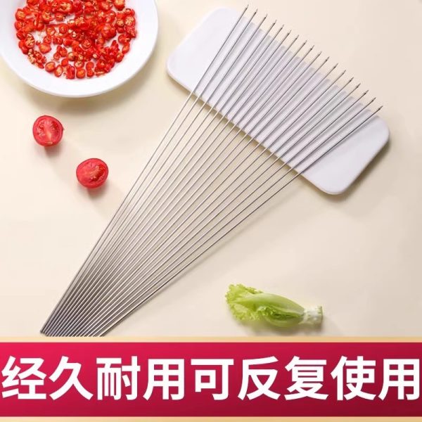 不锈钢烧烤签子羊肉串烤肉圆签工具烤串配件家用烧烤铁签烧烤针50