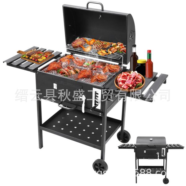 户外烤肉木碳火炉架无烟用具BBQ庭院烧烤炉方形取暖架