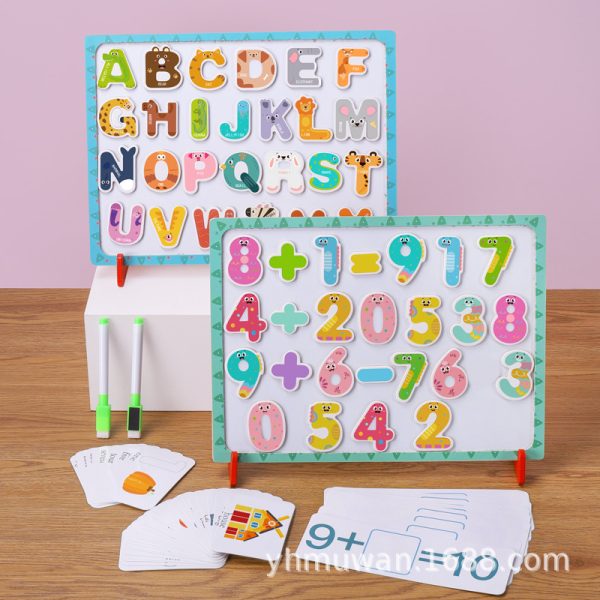 幼儿童木质磁性数字字母板数学运算英语英文单词认知早教益智玩具