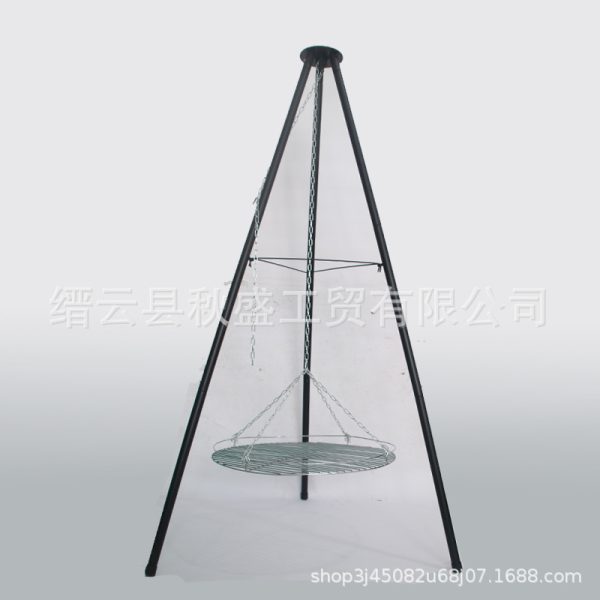 火炉野营便携式露营火盆篝火采暖炉高品质圆形可拆装三脚架烧烤炉