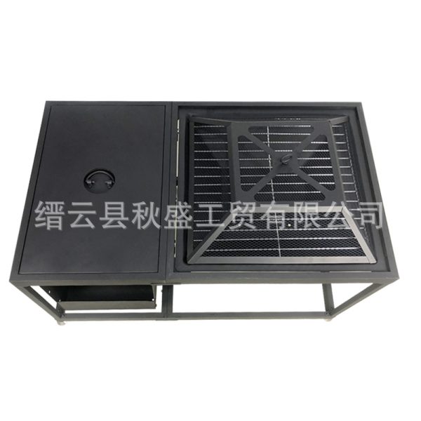 派对多功能火炉烧烤桌带盖firepit火盆跨境专供长方形火坑烤架
