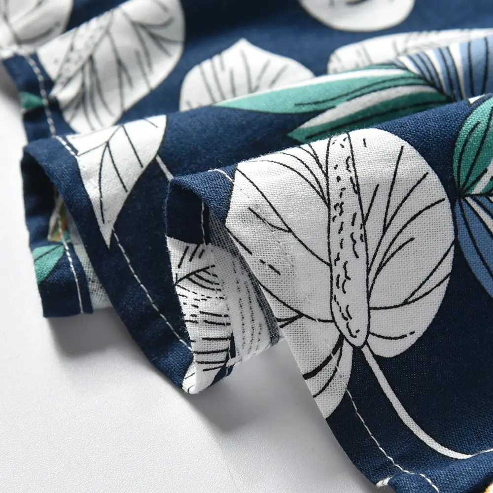 欧美 童装男童翻领印花树叶短袖衬衫短裤儿童套装夏厂家批发