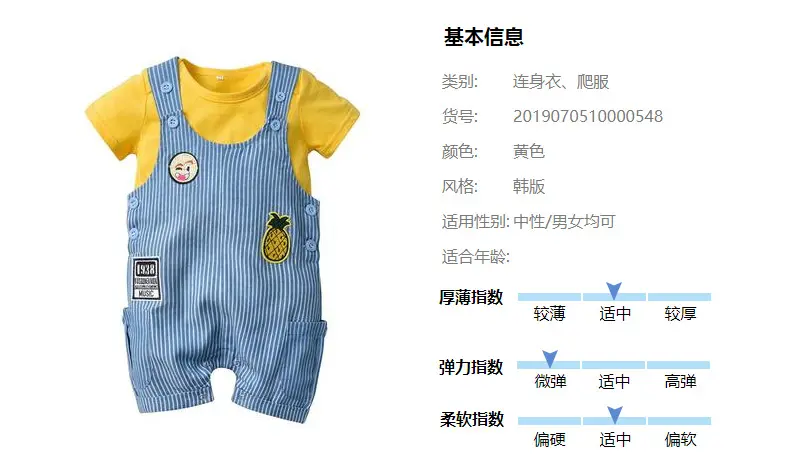 加工定制 跨境夏季新款韩版中性棉短袖男宝宝婴幼儿三角爬服