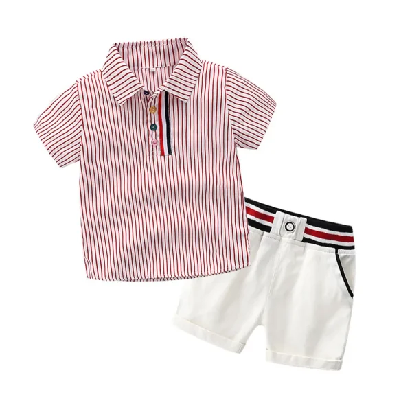 夏季学院中小童中性婴幼儿套装园校服英伦棉儿童校服一件代发条纹