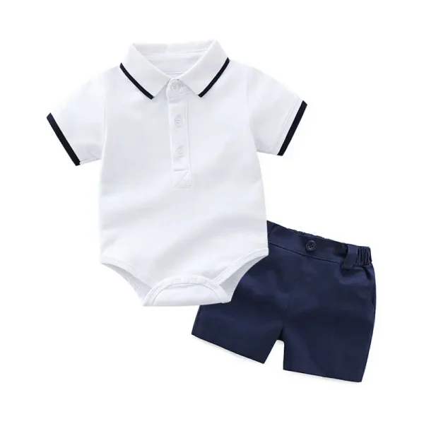 外贸夏季男童Polo衫短袖套装马球衫哈衣翻领棉短裤 一件代发