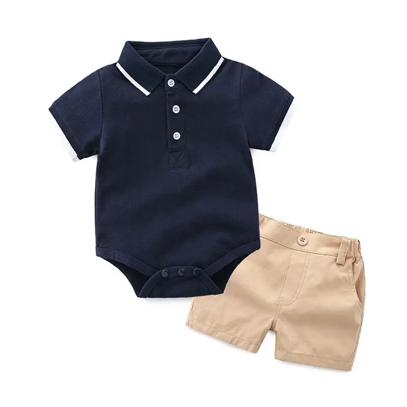 外贸夏季男童Polo衫短袖套装马球衫哈衣翻领棉短裤 一件代发