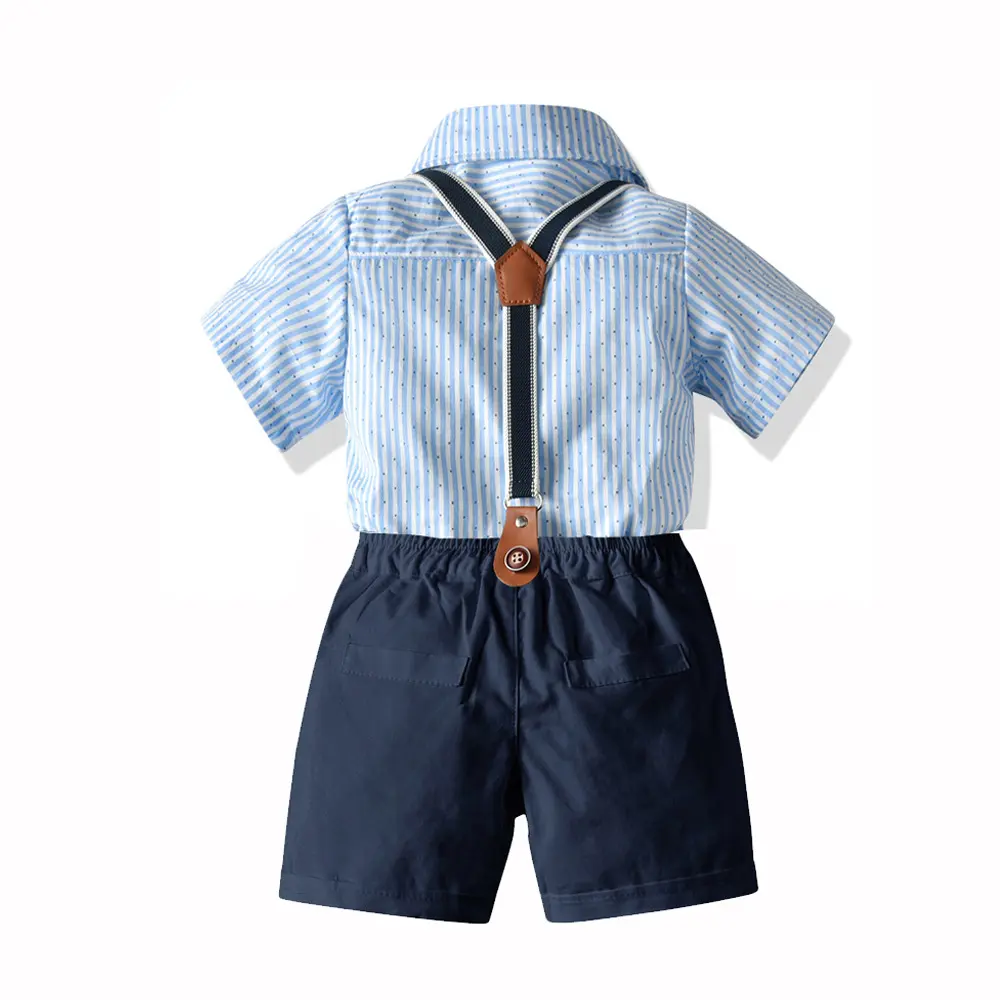 男童套装婴幼儿爬服周礼服正装潮短袖连衣哈衣背带裤厂家加工生产