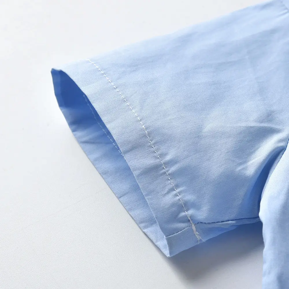 春夏新款男童套装翻领短袖白衬衫礼服千鸟格子背带短裤代发男孩