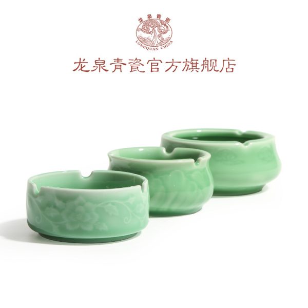 龙泉青瓷厂家直销家用酒店宾馆陶瓷烟灰缸商用礼品烟灰缸一件批发