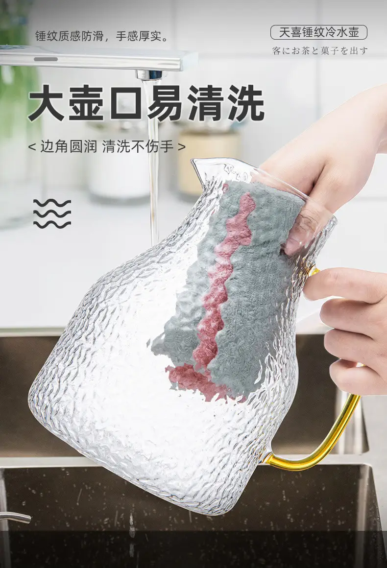 高硼硅玻璃茶壶多功能木盖茶具套装 新中式 果汁饮料凉水壶冷水壶