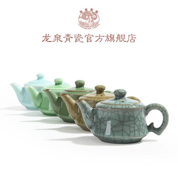 龙泉青瓷 厂家直销手工茶壶哥窑冰裂功夫茶具 陶瓷泡茶碗凤尾壶