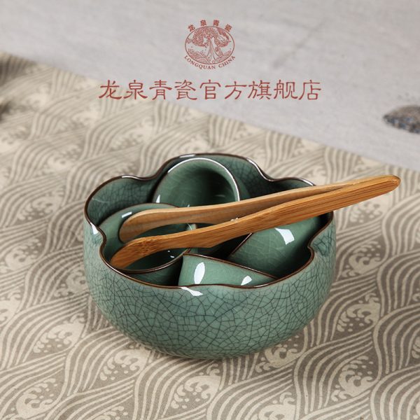 龙泉青瓷茶洗茶海杯洗笔洗折口哥窑冰裂纹陶瓷功夫茶具配件烟灰缸