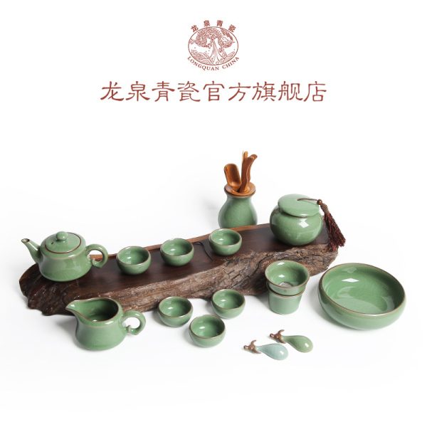 龙泉青瓷纯手工高档茶具套装功夫茶杯 整套陶瓷茶具礼品套装批发