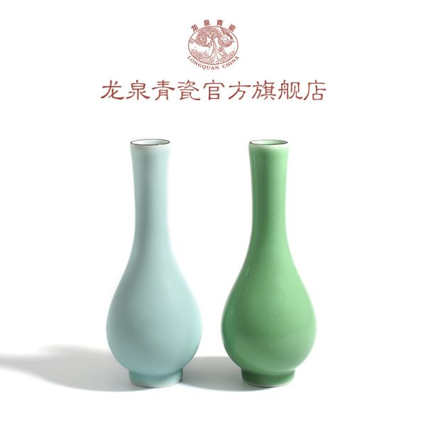 龙泉青瓷创意摆件个性时尚简约花器 家居装饰品水培花插花瓶雕刻
