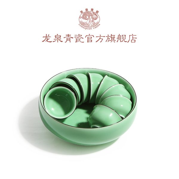 龙泉青瓷 功夫茶具套装茶室陶瓷茶壶公道杯盖碗简约家用 商务礼品