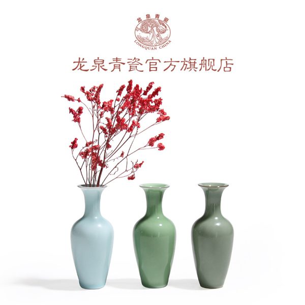 龙泉青瓷哥窑冰裂小号花瓶装饰摆件陶瓷家居花瓶花器客厅插花雕刻
