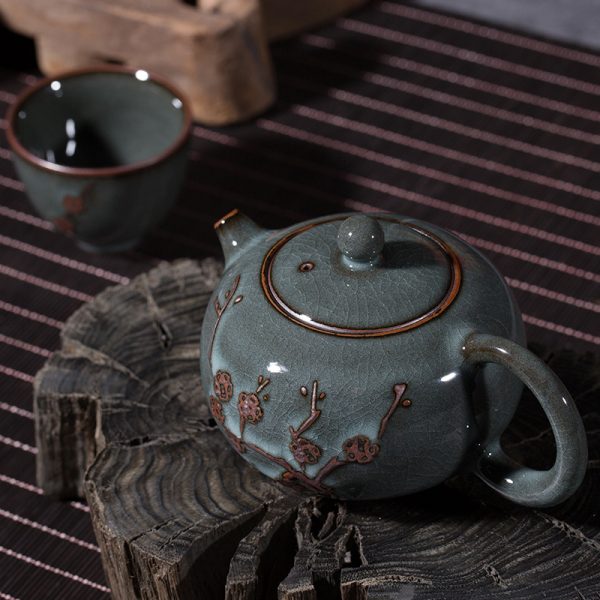 龙泉青瓷 功夫茶具套装陶瓷茶壶铁胎茶杯高端家用商务送礼礼盒装