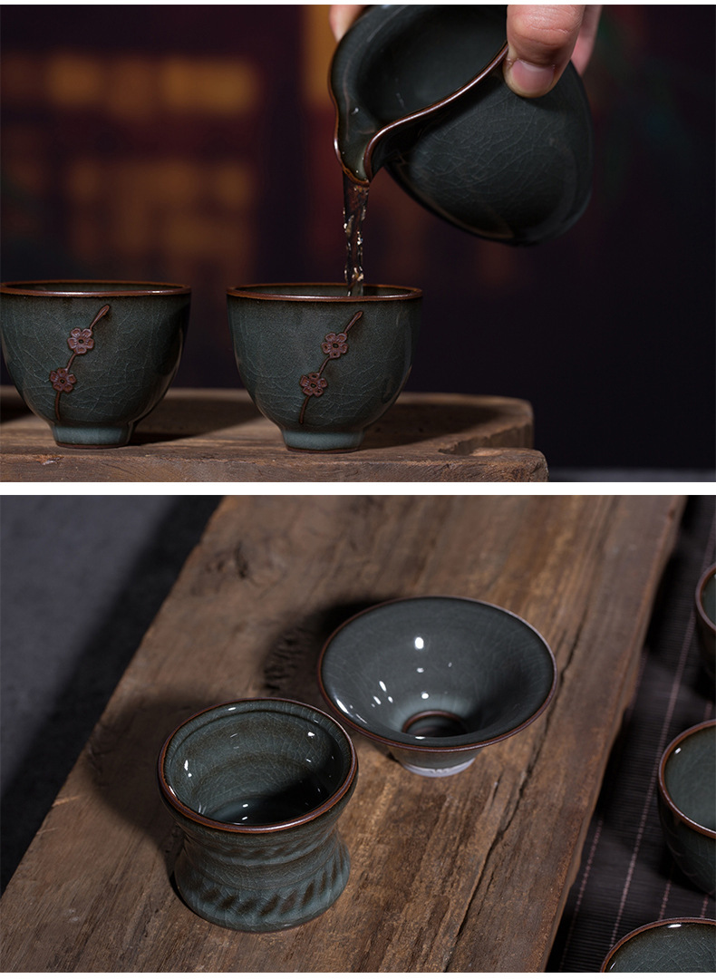 龙泉青瓷 功夫茶具套装陶瓷茶壶铁胎茶杯高端家用商务送礼礼盒装