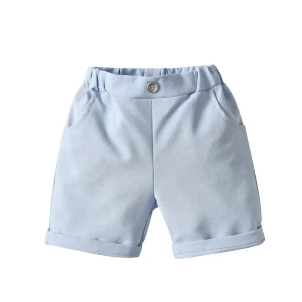 跨境源头工厂夏季礼服装男童宝宝套装绅士短袖纯色马甲两件套装